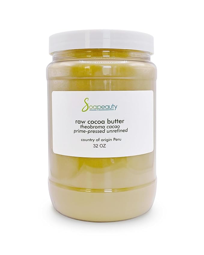 Soapeauty Cocoa Butter Raw Unrefined Non-Deodorized | 100% Pure Natural | Body, Hair & DIY Recipes, Lip Balms, Lotions, Creams, Stretch Marks | Non GMO, No Preservatives, Vegan | 32 oz/ 2 Pounds
