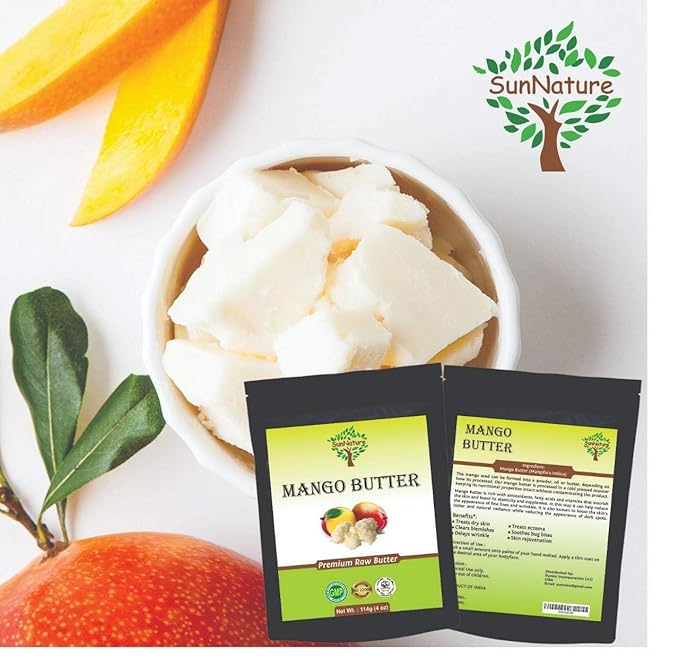 100% Pure Mango Butter - Can Substitute Shea Butter in Soap and Lotion Recipes - Moisturising, Scent-free, Hexane-free (4 Oz)