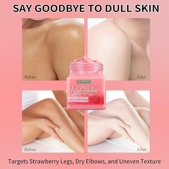 Strawberry Sugar Body Scrub, Gentle Exfoliating Body Scrub for Dry Rough Skin, Moisturizing Body Polish with Sweet Strawberry Scent for Soft Smooth Skin