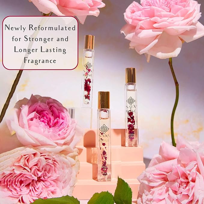 SAFA Rosé Organic Rose Oil Perfume Roller | Bulgarian Damask & Indian Rose Petals | 10 mL Long Lasting Perfume Oil for Women & Men | Non-Toxic, Alcohol-Free & Travel Friendly