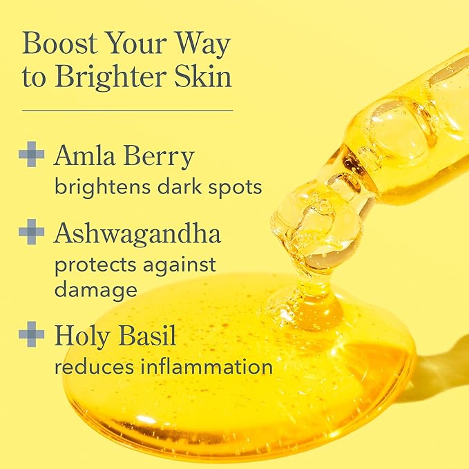 Beekman 1802 Golden Booster Amla Berry Face Serum – Plant-Based Vitamin C Alternative – Brightening & Tone-Evening Serum – Helps Reduce the Look of Dark Spots – Sensitive Skin Safe – 0.5 fl oz