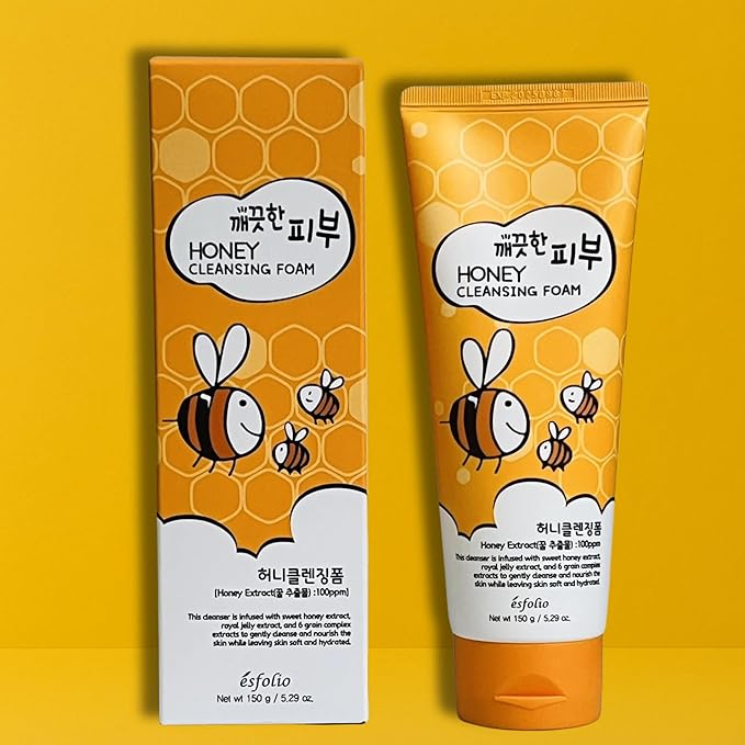 esfolio Honey Cleansing Foam – Hydrating Face Wash Dry & Sensitive Skin – Korean Skincare Cleanser Honey Deep Pore Cleansing, Moisturizing, Nourishing Facial Cleanser Smooth Skin (5.29oz -150g)