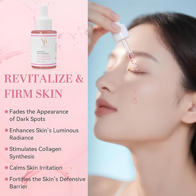 VP VibePro PDRN Pink Peptide Serum, Hydrating Facial Serum with Rose PDRN (Sodium DNA), 5-Type Peptide Complex & Hyaluronic Acid, Brightening & Firm-Looking, Korean Skincare, 30 ml