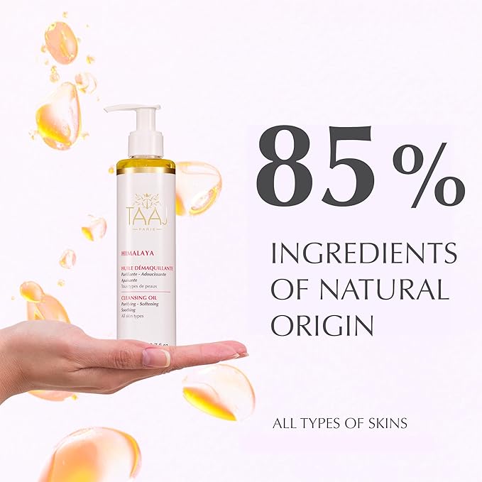 TAAJ | Himalaya Cleansing Oil – Gentle & Melting Texture | Deep-Cleansing & Hydrating Skincare | Removes Impurities & Makeup | Soft, Clear & Calm Skin | All Skin | 85% natural & Vegan | 6.8 fl oz