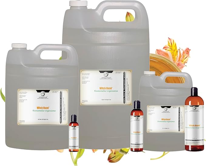 Witch Hazel Natural USP Oil – 100% Pure with 14% Natural Grain Alcohol | Hamamelis Virginiana Extract for Face, Skin, Hair & Wellness | Astringent & Soothing Properties | Net Weight 2.1 lbs