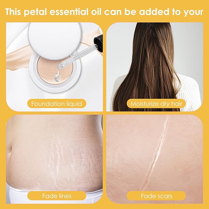 AUSLKA Facial Body Oil Moisturizing Without Greasiness, Natural Massage Essential Oil with Petal Fragrance for Face Body Hand Contains Vitamin E Anti Ageing & Anti Wrinkle, 1 FL.OZ (30ml)