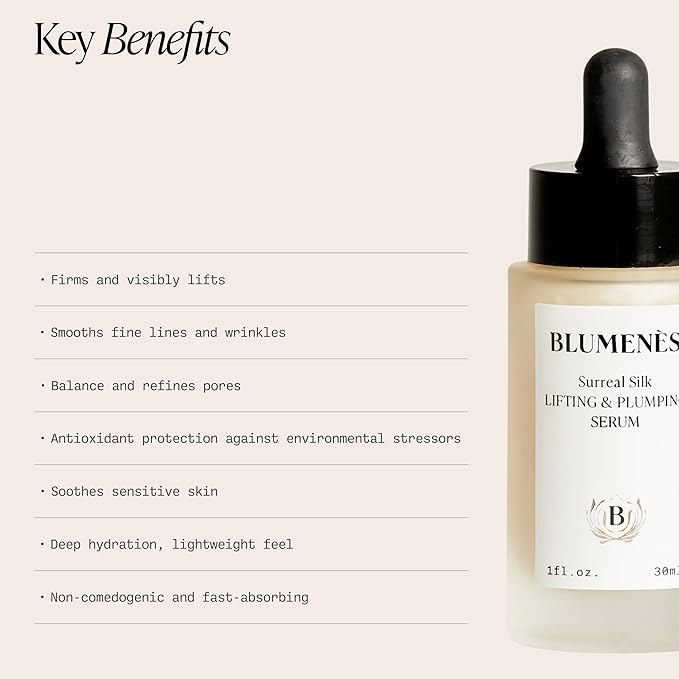 Blumenes Surreal Silk Lifting & Plumping Serum – Helps Reduce the Appearance of Wrinkles & Dark Spots with Vitamin C, Marine & Plant-Based, Botanical Complex – Supports Collagen & Firms Skin - 10 mL