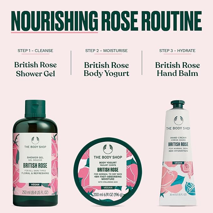 The Body Shop British Rose Body Yogurt, 48hr Moisturizer, 100% Vegan, 6.91 Fl.Oz