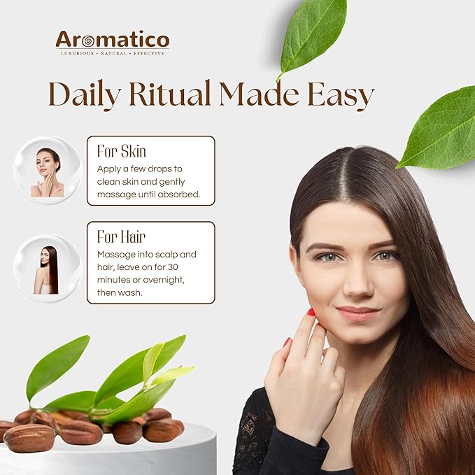 Aromatico 100% Pure Cold Pressed Jojoba Oil – 7 Fl Oz | Natural Hair, Face & Body Oil – Lightweight Moisturizing Carrier Oil for Dry Scalp, Skin Care, Beard, Cuticles & Massage