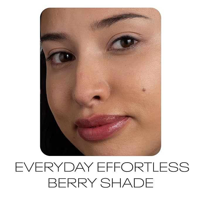 MOB Beauty Hydrating Shine Lip Balm, M24 Soft Berry Plum Tinted Lip Balm Stick with Jojoba and Sunflower Oils, Moisturizing Glossy Finish, Vegan, Cruelty Free
