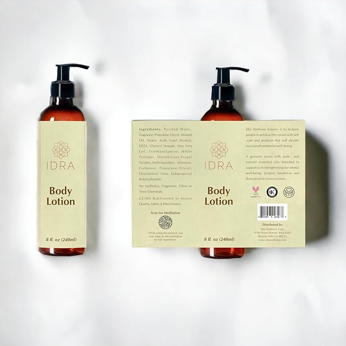 IDRA Body Lotions with Aloe Vera & Deep Hydration Formula Fast Absorbing Vital For All Skin Types - 8 fl. oz (240 ml)