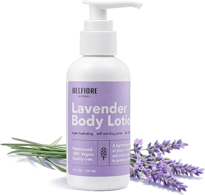 100% Natural Lavender Body Lotion | Organic Plant Extracts | Calming, Hydrating & Moisturizing | Vegan, Non-GMO | Made in the USA | 4 oz