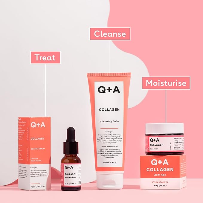 Q+A Collagen Cleansing Balm (125ml), Balm-to-Oil Face Cleanser, Makeup Remover with Squalane and Coconut Oil, Hydrating and Nourishing Face Wash, Promotes Plump and Supple Skin, Vegan Skincare