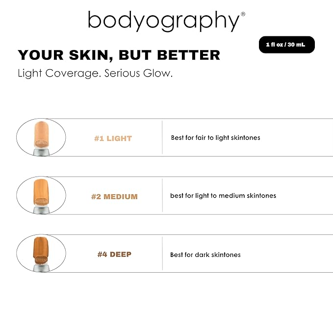 Bodyography Sun Defense Tinted Moisturizer, 1.5 oz | Lightweight SPF Tint with Hyaluronic Acid & Mineral Pigments | Hydrating, Vegan Sheer Coverage for All Skin Types, Light