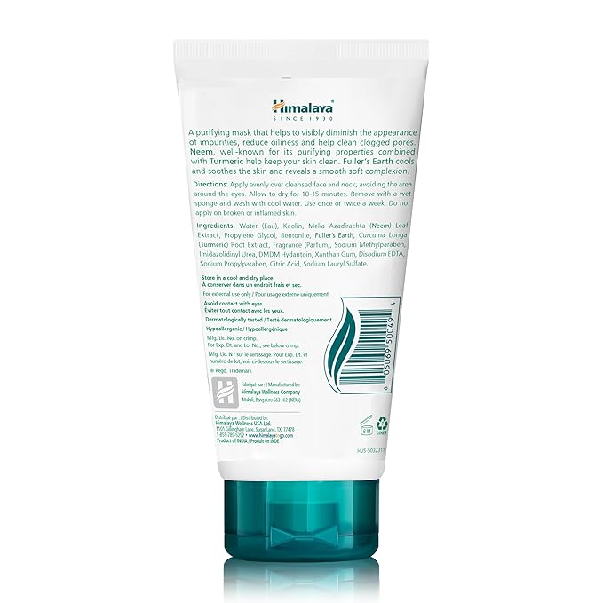 Himalaya Purifying Neem Mask for Deep Cleaning, Purify & Leave a Clean, Clear Complexion, 5.07 oz
