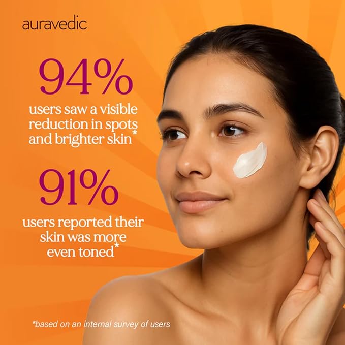 Auravedic Vitamin C Face Cream with SPF 50 for Glowing Skin | Reduces Sun Damage & Revives Dull Skin | Organic Hydration | Argan & Avocado Oil Infused Sunscreen Moisturizer | 3.53 Oz (100g)