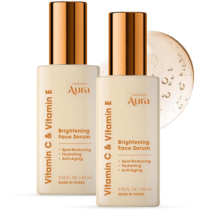 Vitamin E & C Serum For Face – Dermatologist Tested, Anti Aging, Korean Skin Care – Revives Tired Skin, Smooths Fine Lines, Lightweight Hydration – Vegan, Clean Beauty – Pack of 2