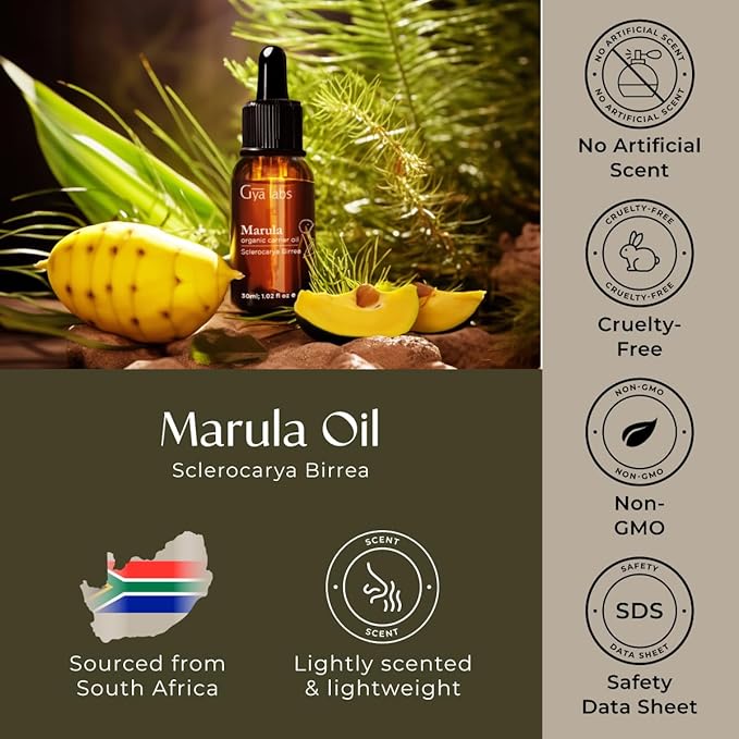 Gya Labs Marula Oil - 1 Fl Oz - Carrier Oil for Hair, Skin, Face, Scalp & Body Massage