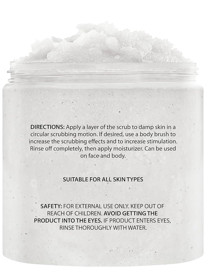 Brooklyn Botany Coconut Milk Body Scrub - Moisturizing and Exfoliating Body, Face, Hand, Foot Scrub - Fights Stretch Marks, Fine Lines, Wrinkles - Great Gifts for Women & Men - 10 oz