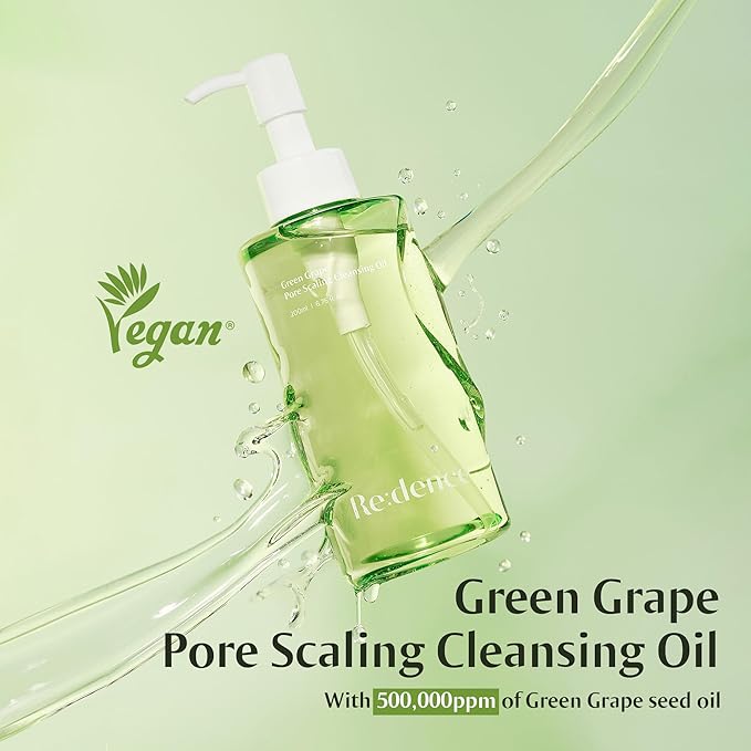 redence] 500,000ppm Grape Seed Cleansing Oil 200ml/6.76fl.oz | Korean Deep Pore Cleanser & Makeup Remover | Gentle Exfoliating Oil for All Skin Types