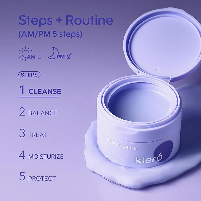 Kiero Comfort Cleansing Balm - Nourishing Melting Balm Facial Cleanser with Vitamin E, Grapeseed & Macadamia Oils - Vegan, Lightweight Skin Barrier Repair Face Wash for Dirt & Impurities (2.82 oz)