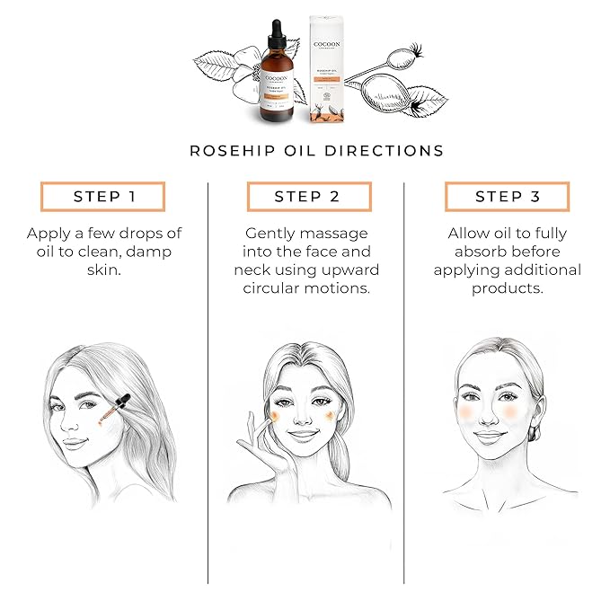 Cocoon Apothecary Rosehip Oil 2 fl oz - 100% Pure Facial & Rosehip Oil For Face, Ecocert Cosmos Organic, Nourish + Calm, Hydrate, Smooth Dry Irritated Skin, Rich in Antioxidants