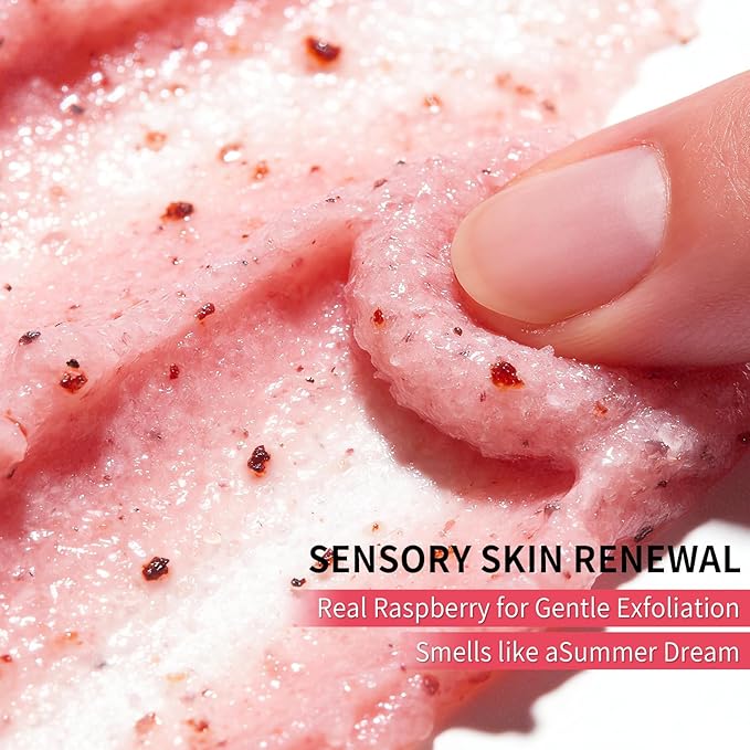 Strawberry Sugar Body Scrub, Gentle Exfoliating Body Scrub for Dry Rough Skin, Moisturizing Body Polish with Sweet Strawberry Scent for Soft Smooth Skin
