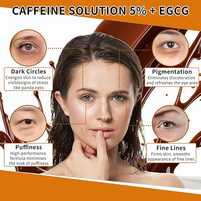 Caffeine Solution 5% + EGCG - Caffeine Eye Serum for Dark Circles Reduces Pigmentation and Puffiness - Caffeine Solution 5% for Wrinkles and Fine Lines for All Skin Types