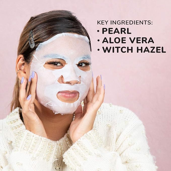 FACETORY K Beauty Face Mask Skin Care - Everyday PEARL Brightening Sheet Mask | Plant-Based with Pearl Essence (10 Pack)