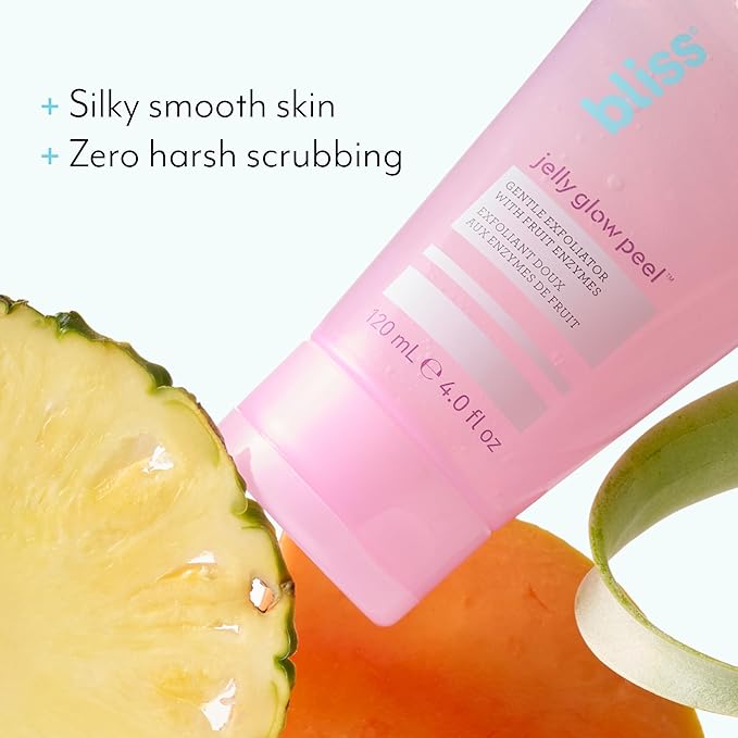 Bliss Jelly Glow Peel™ Gentle Non-Abrasive Cleanser and Exfoliator With Fruit Enzymes - 4 Oz - Nourishes and Hydrates Skin - Clean - Vegan & Cruelty Free (Pack of 2)