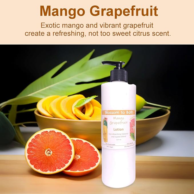 Mango Grapefruit Lotion (16 ounce) - Natural Fragrance - Absorbs Quickly with a Fresh Tropical Scent