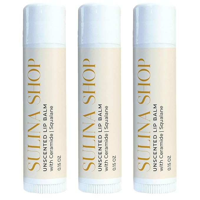 Unscented Lip Balm Hydrating for Dry, Cracked Lips, Beeswax Lip Moisturizer Stick, Soothe Dryness, Restores Smoothness & Repairing, Instant Moisture, Fragrance-Free Lip Therapy - 0.15 Fl oz (3-Pack)