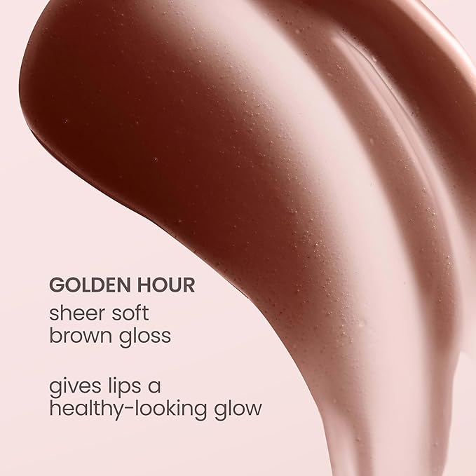 Burt's Bees Lip Oil Golden Hour, Instant Hydration, Nourishes and Softens Lips, Sheer Wash of Color, High Shine Finish, Responsibly Sourced Jojoba Oil, Non Sticky, Wand Applicator, 0.15