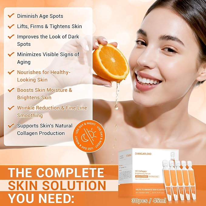 30% Vitamin C Serum with Hyaluronic Acid & Rose Stem Cells – Enhances Anti-Aging Face Serum for Wrinkles, Uneven Skin Tone, Dark Spots, Dull Skin，Korean Microneedling-Like Care 30 Ampoules