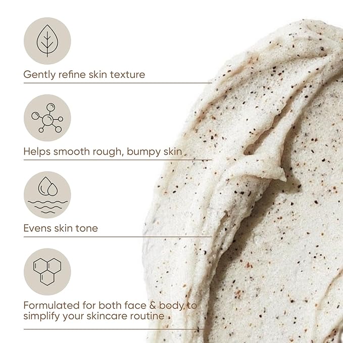 Agarwood Oud Facial Exfoliating Scrub, Face Exfoliator Scrub with AHA, BHA, Malic, Gentle Blackhead Remover & Body Smoothing, 4.23 fl.oz/120g