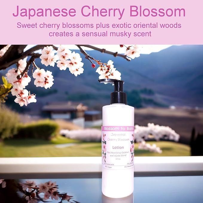 Japanese Cherry Blossom Lotion (8 Ounce) - Phthalate Free Fragrance - Absorbs Quickly with an Elegantly Blossoming Scent