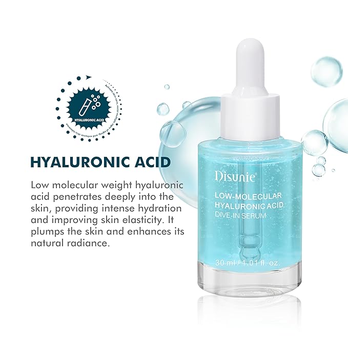 Low-Molecular Hyaluronic Acid Serum For Face, 1.01 FL.OZ / 30 ML Dive-In Serum, B5 + Glycerin + Saccharide Isomerate Deep Moisturizing & Multiple Water Locking, Suitable For Dry And Sensitive Skin