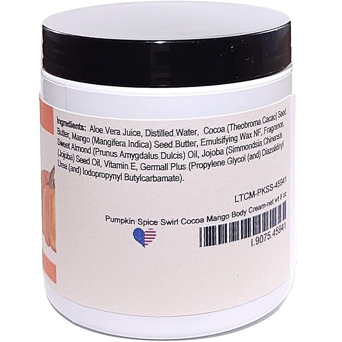 Blossom to Bath Pumpkin Spice Swirl Cocoa Mango Body Cream (8 Ounce) - Phthalate Free Fragrance - Feels Like A Lotion And Works Like A Butter with a Warm Spicy Vanilla Scent