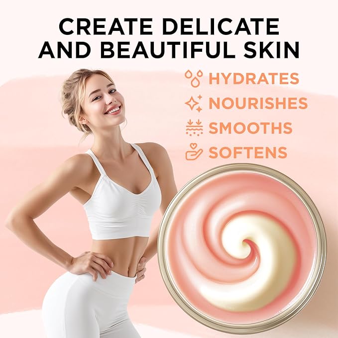 Strawberry Whipped Shea Body Butter, Natural Whipped Shea Butter for Women Dry Skin, Strawberry Scent Body Care, Gentle Hydration with Long Lasting Moisture 6.8 floz