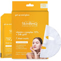Petal Fresh Skin ResQ Get Up & Glow Sheet Mask with Vitamin C Complex 10% + 24k Gold, JUMBO 7 Pack, Brightening Korean Face Mask, Evens Tone, Radiance Boost, Fragrance-Free, Vegan, Cruelty-Free
