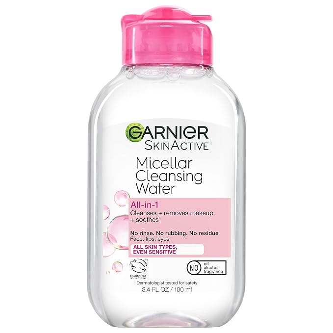 Garnier Micellar Water Travel Size Take-off Kit, All-In-1 Facial Cleanser & Makeup Remover, Mini All-In-1 Micellar + Mini Remover for Waterproof Makeup (Pack of 2)