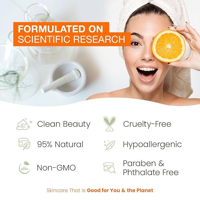 Natural Chemist Vitamin C & Collagen Sheet Face Mask - Brightening, Anti-Aging, Skin Nourishing, Moisturizing, Dermatologist Tested, Cruelty Free Korean Skin Care For All Skin Types - 20 Masks