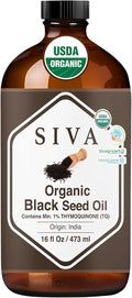Siva Black Seed Organic Oil 16oz (473ml) Premium Cold-Pressed Organic Carrier Oil for Face, Skin Care, Body Massage, Hair Care, Hair Oiling & Scalp Massage