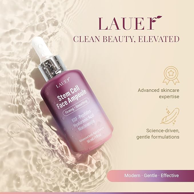 Stem Cell Face Ampoule – Firming & Smoothing Anti-Aging Serum with EGF, Peptides, Hyaluronic Acid & Niacinamide – Wrinkle & Elasticity Boosting Facial Serum for Women, 1 fl oz