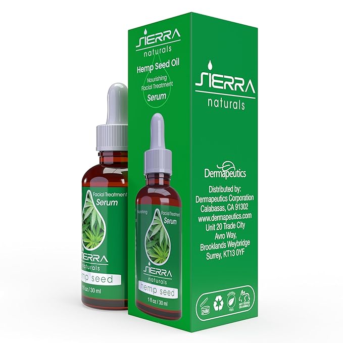 Sierra Naturals Hemp Seed Oil, Benefits for Skin Hemp Seed, Great for Beauty Anti-Oxidant Anti-Aging Moisturizing Hydrating with Vitamin E (1oz) - Hemp Oil