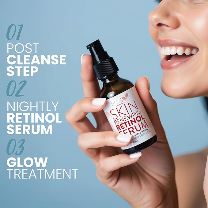 Retinol Serum for Face with Hyaluronic Acid – Lightweight Night Serum for Smoother, Radiant-Looking Skin – Improves the Appearance of Fine Lines & Uneven Tone – 2 oz