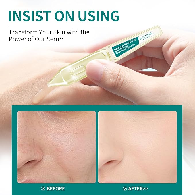 Anti-Aging Serum for Face – Essential Botanical Oil Ampoule with Olive, Jojoba & Squalane – Hydrating, Smoothes Fine Lines & Restores Radiant, Dry Skin, 1ml x 30