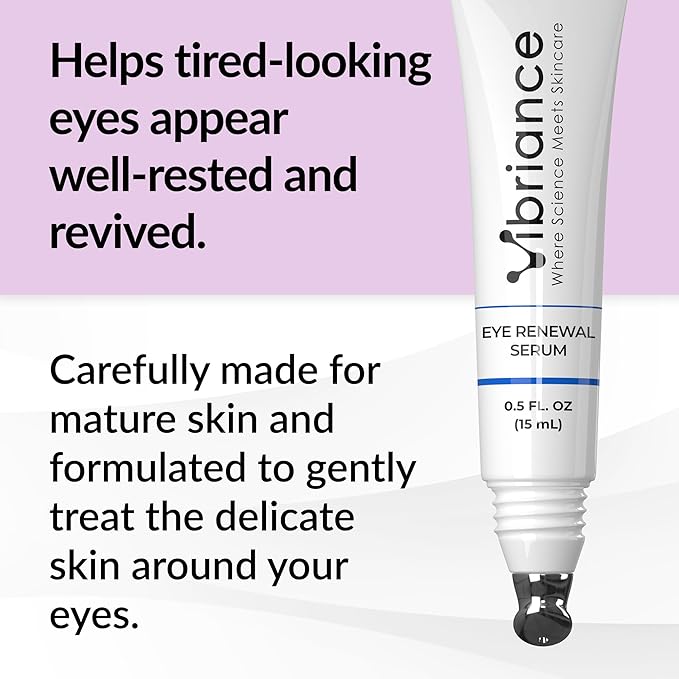 Vibriance Eye Renewal Serum for Mature Skin - Dark Circles, Puffiness & Fine Lines Treatment - 6 Advanced Ingredients with Caffeine & Hyaluronic Acid