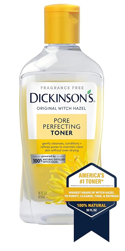 Dickinson's Original Witch Hazel Pore Perfecting Toner | 100% Natural Distilled Witch Hazel | America's #1 Toner | Refines Pores | Removes Impurities & Oil | 16 Fl Oz (Pack of 2)