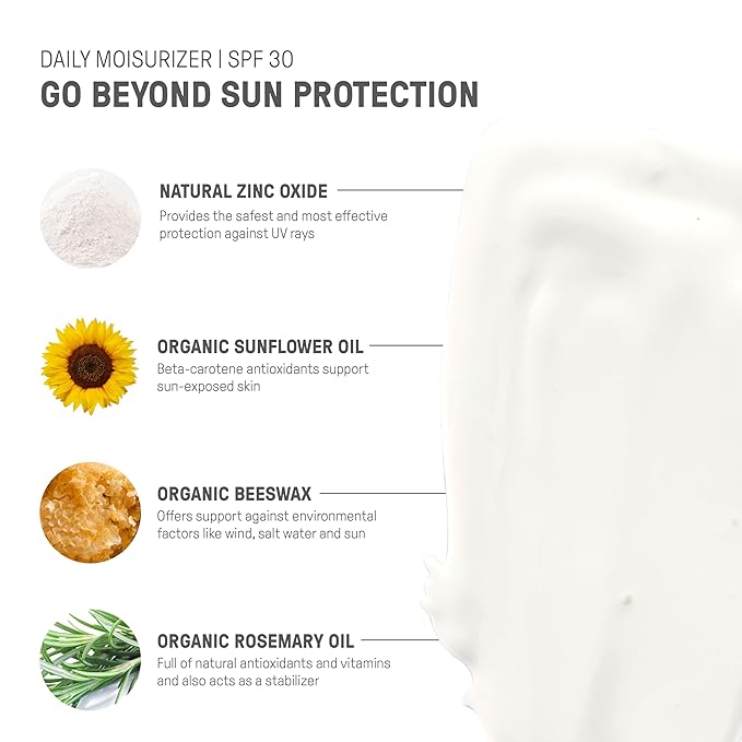 Raw Elements Daily Lifestyle Moisturizer Bio-Resin Tube - SPF 30, UVA-UVB Protection, Non-Nano Zinc, Reef-Safe, Water Resistant, 1.8 oz